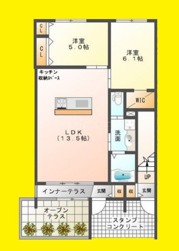 平塚市纒のアパートの間取り