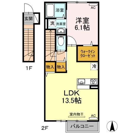 【出雲市白枝町のアパートの間取り】