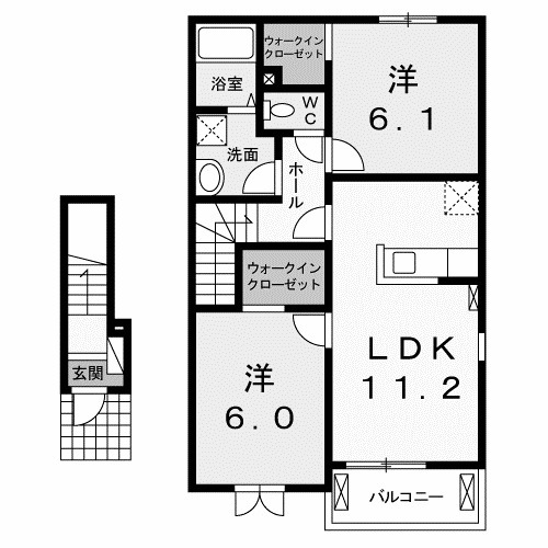 伊勢崎市赤堀今井町のアパートの間取り