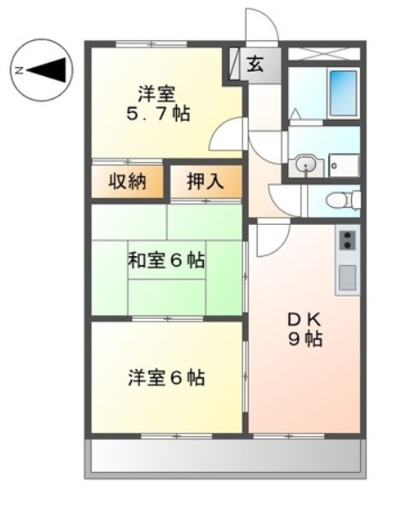 姫路市御国野町国分寺のアパートの間取り