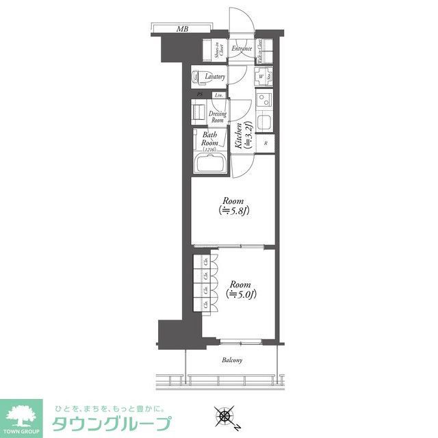 横浜市中区伊勢佐木町のマンションの間取り