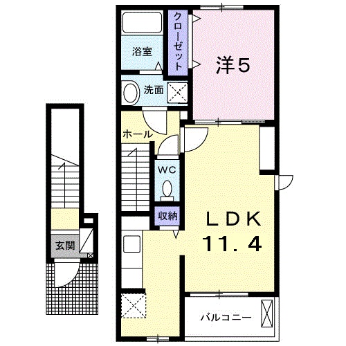 西宮市上ケ原山手町のアパートの間取り