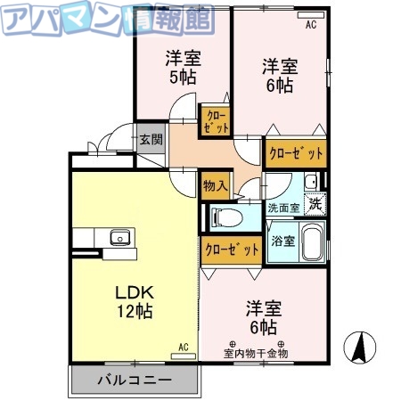 新潟市中央区京王のアパートの間取り