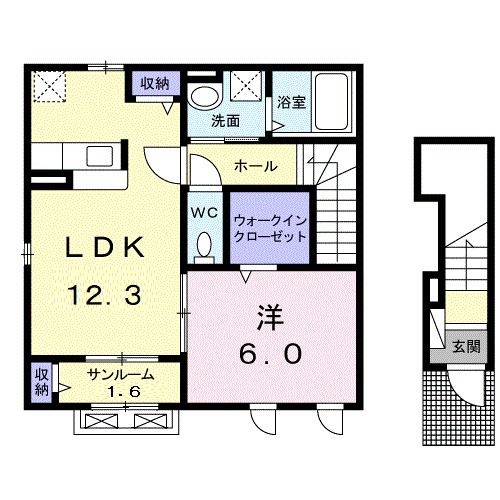 かほく市高松のアパートの間取り