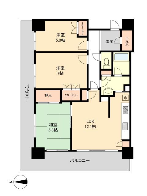 宮城県仙台市若林区五橋３（マンション）の賃貸物件の間取り