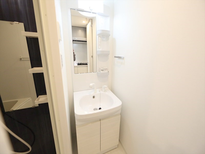 洗面設備　脱衣所　独立洗面台（シャンプードレッサー付）収納スペース有