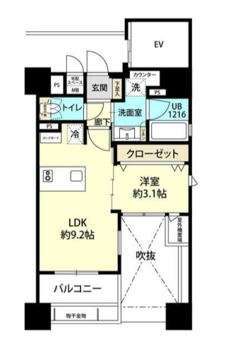 地下鉄空港線 唐人町駅 徒歩5分 13階建 築2年の間取り写真