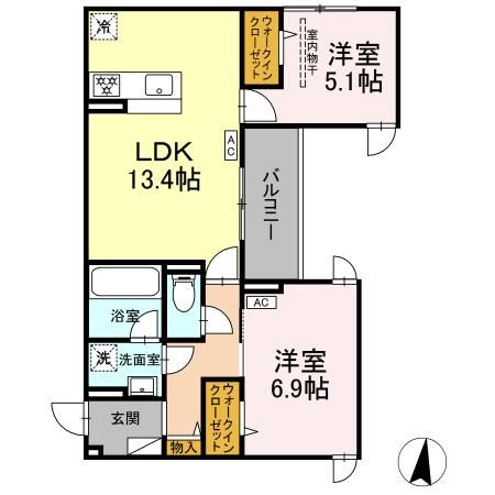 ＪＲ南武線 武蔵新城駅 徒歩21分 3階建 築1年の間取り写真