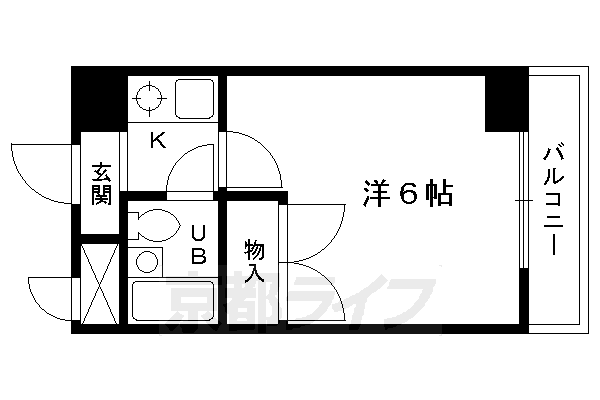 京都市北区衣笠東開キ町のマンションの間取り