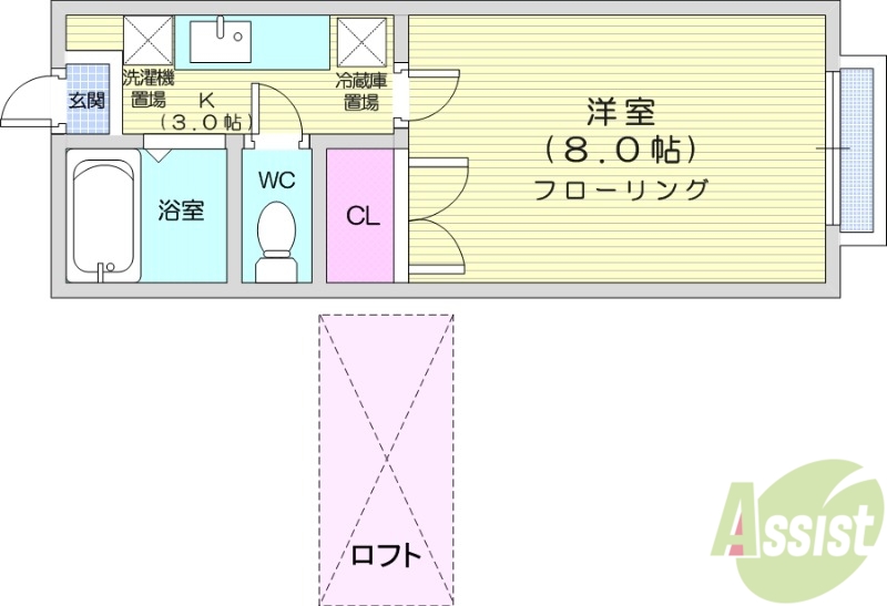 【仙台市若林区南小泉のアパートの間取り】