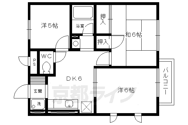 京都市北区西賀茂中川上町のアパートの間取り