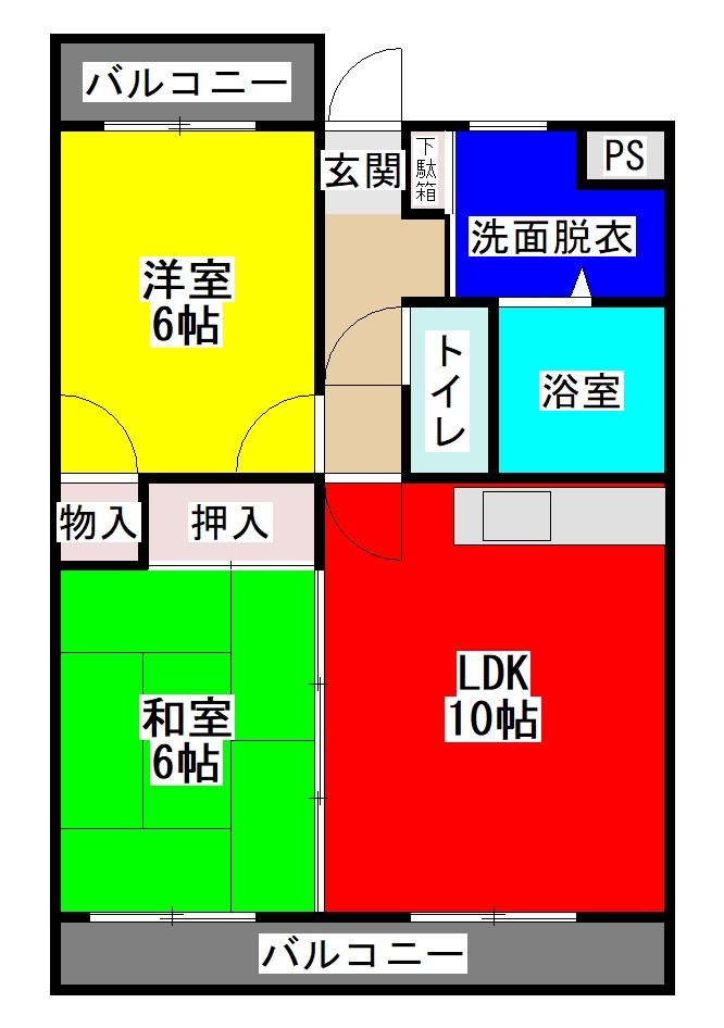 熊本市西区蓮台寺のマンションの間取り