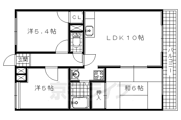 京田辺市田辺辻のマンションの間取り