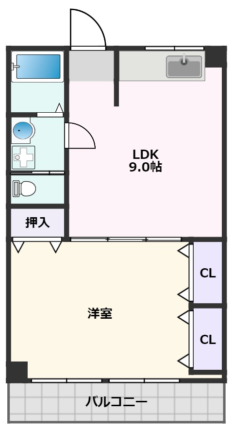 吹田市西の庄町のマンションの間取り