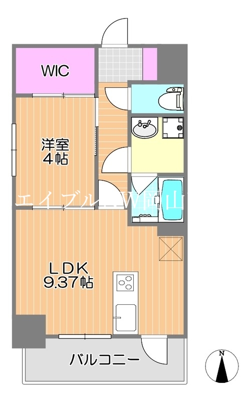 岡山市北区富田町のマンションの間取り