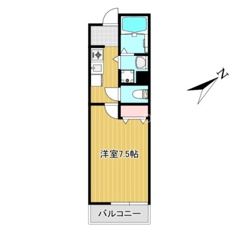 岡山市北区法界院のアパートの間取り