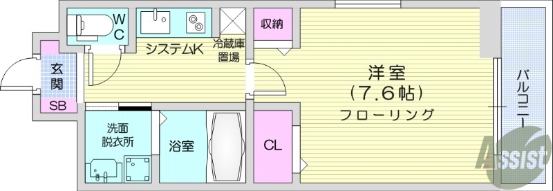 宮城県仙台市宮城野区原町４（アパート）の賃貸物件の間取り