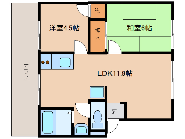 磯城郡川西町大字結崎のアパートの間取り