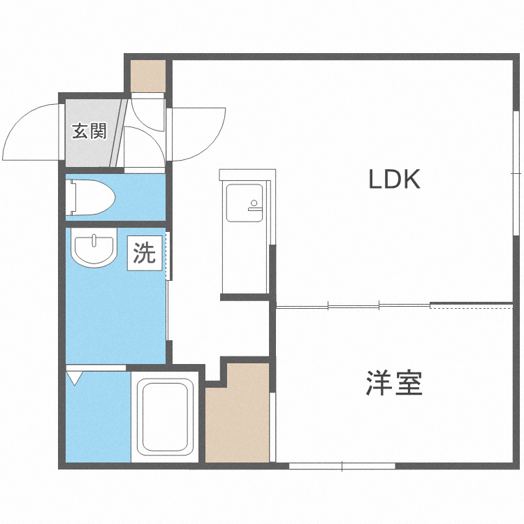 札幌市豊平区月寒西三条のマンションの間取り