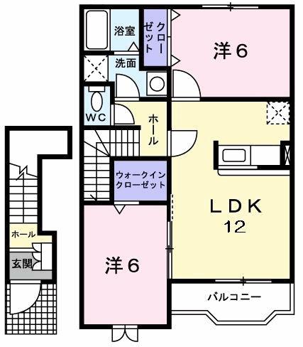 鳥取市湖山町西のアパートの間取り