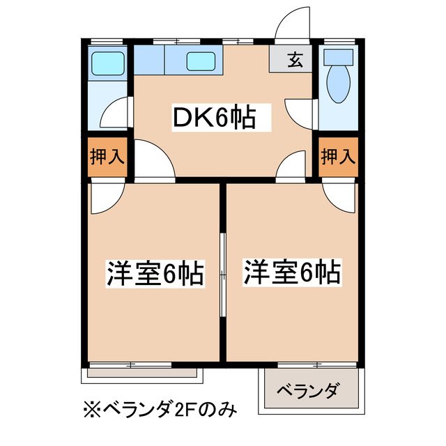 松本市双葉のアパートの間取り