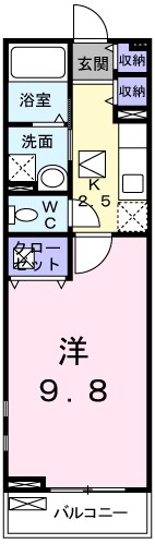 姫路市飾磨区清水のアパートの間取り