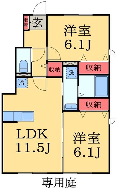 千葉市緑区おゆみ野のアパートの間取り