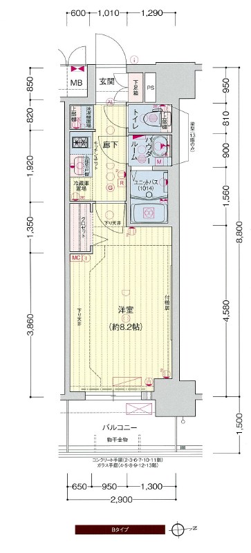 名古屋市中区富士見町のマンションの間取り