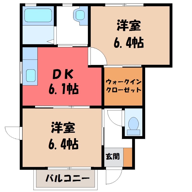 伊勢崎市市場町のアパートの間取り