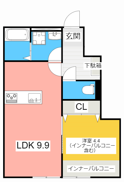 【西尾市熊味町のアパートの間取り】