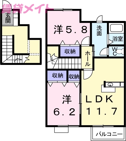 員弁郡東員町大字鳥取のアパートの間取り