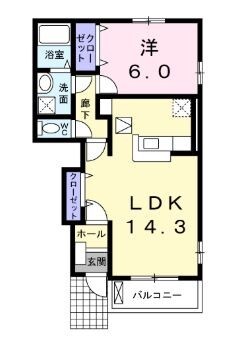 郡山市東原のアパートの間取り