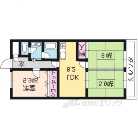 宇治市莵道のマンションの間取り