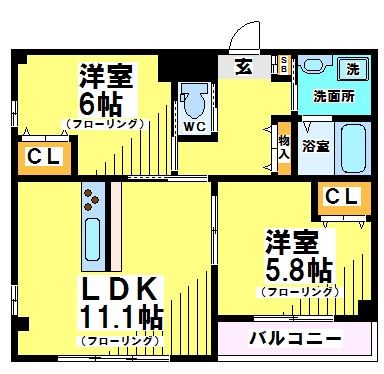 府中市白糸台のマンションの間取り