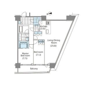 新宿区新宿のマンションの間取り