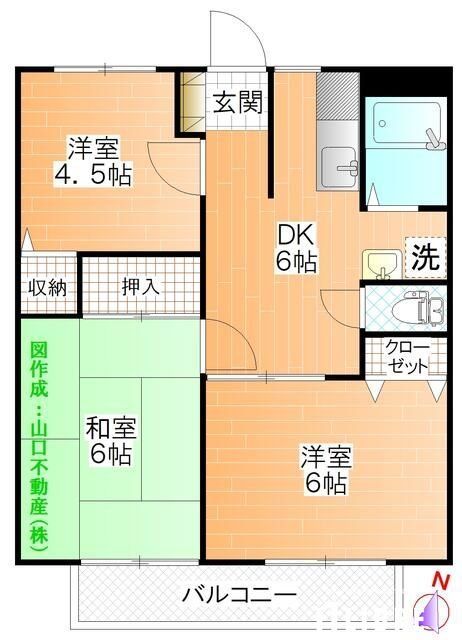 日野市大字上田のアパートの間取り