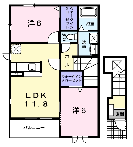 [家電付き] ハピネスAの間取り