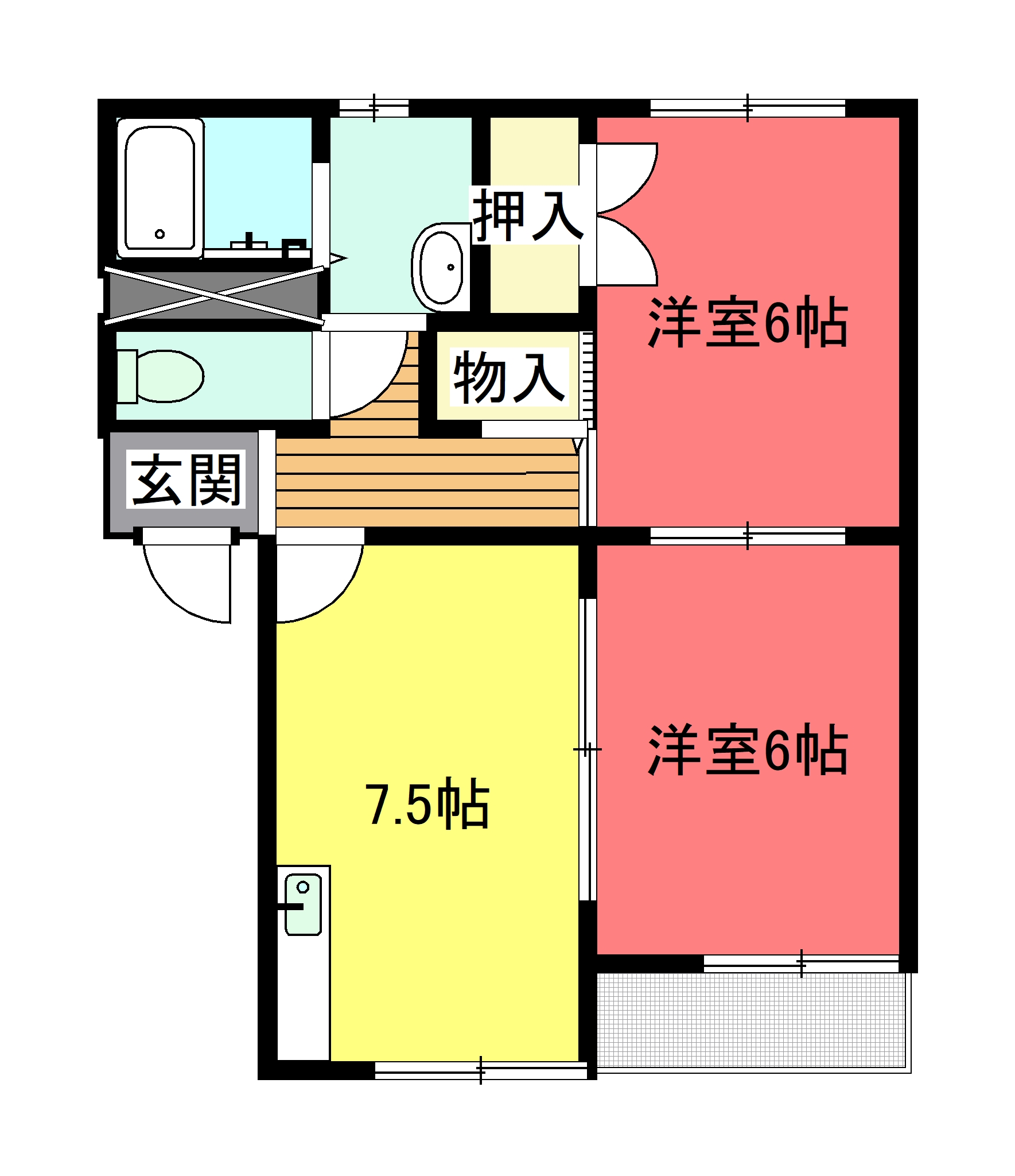 三幸ハイツ御薗　B棟の間取り