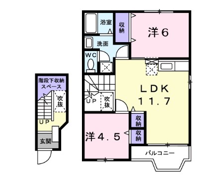 姫路市花田町上原田のアパートの間取り