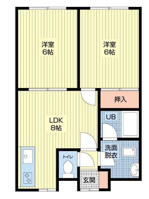 潮来市日の出のアパートの間取り