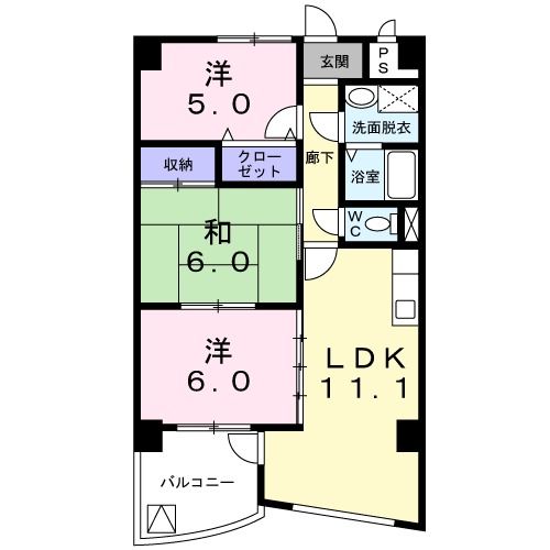 岡崎市柱曙のマンションの間取り