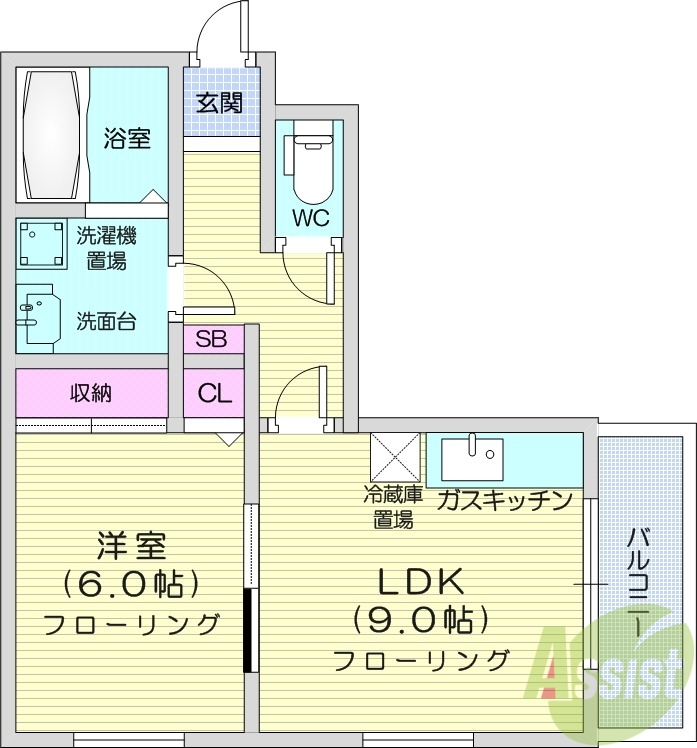 札幌市北区北六条西のマンションの間取り