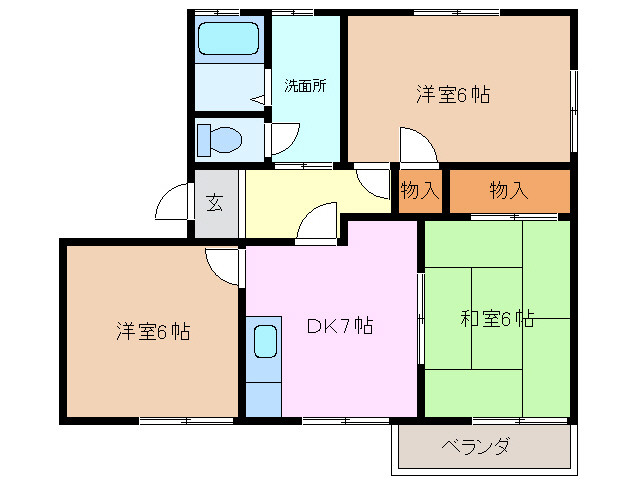 サンハイツ　Ｎ・Ｓ棟の間取り