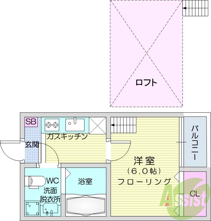 宮城県仙台市太白区大野田（アパート）の賃貸物件の間取り