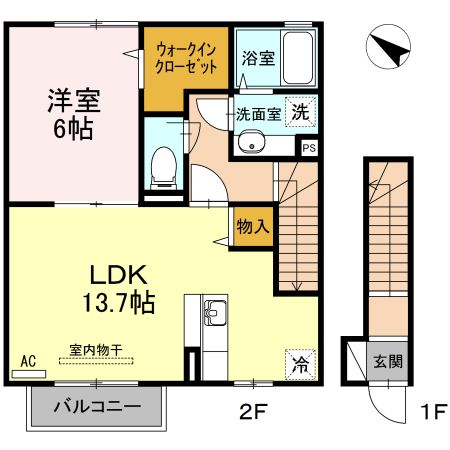 伊佐市大口下殿のアパートの間取り