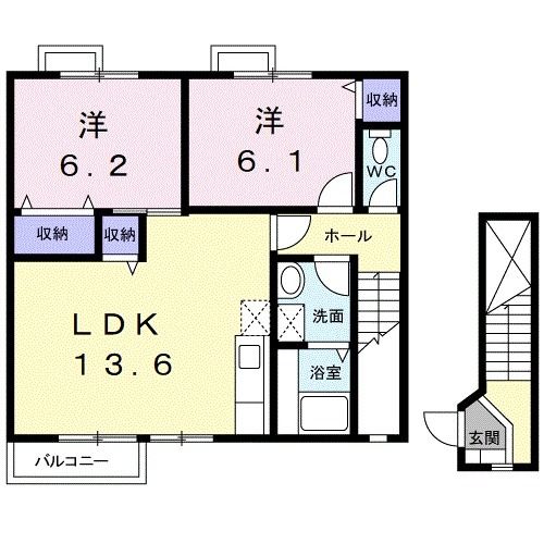 岩出市南大池のアパートの間取り