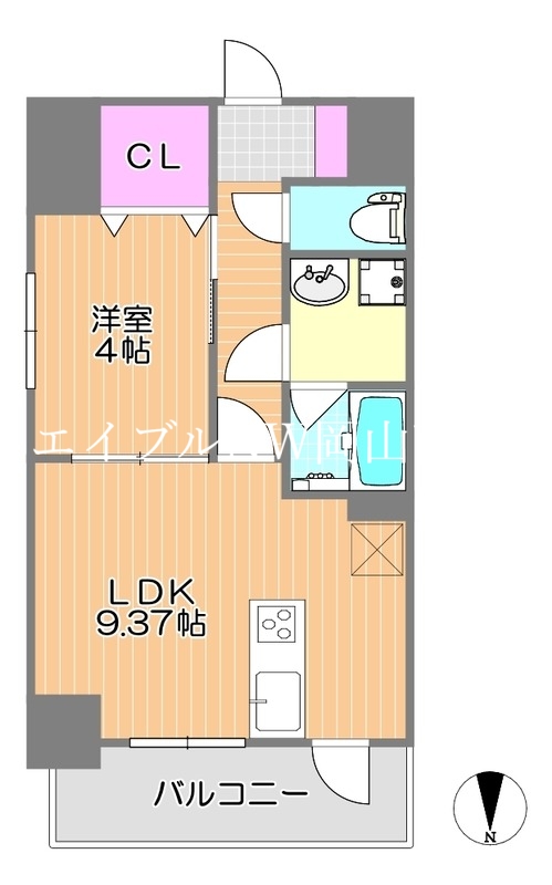 岡山市北区富田町のマンションの間取り