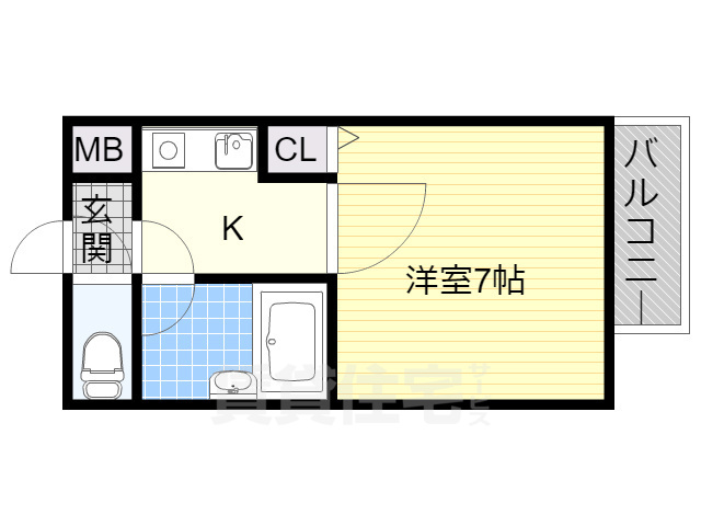 京都市山科区安朱馬場ノ西町のマンションの間取り