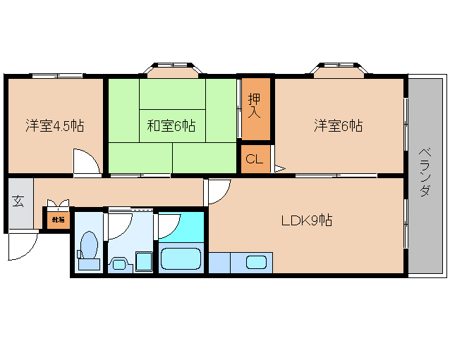 大和高田市東三倉堂町のマンションの間取り