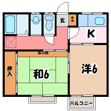 松本市並柳のアパートの間取り